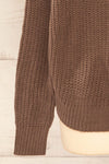 Patras Brown V-Neck Knitted Sweater | La petite garçonne sleeve