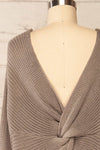 Patras Taupe V-Neck Knitted Sweater | La petite garçonne back close up