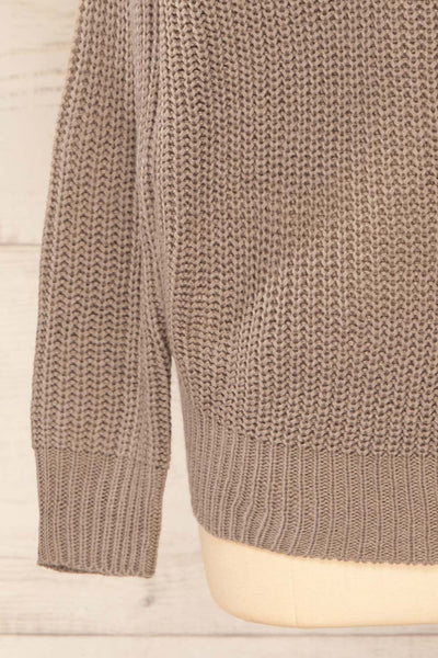 Patras Taupe V-Neck Knitted Sweater | La petite garçonne sleeve