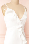 Patricia Ivory Dress w/ Ruffles | Boutique 1861 side close-up