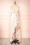 Patricia Champagne Dress w/ Ruffles | Boutique 1861 front view