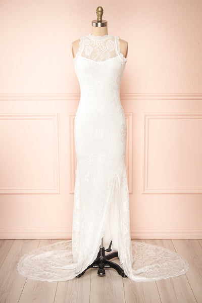 Patsy White Lace Wedding Dress w/ Open-Back | Boudoir 1861 front view