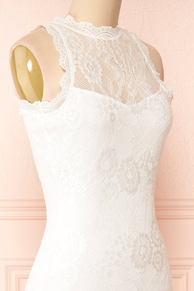 Patsy White Lace Wedding Dress w/ Open-Back | Boudoir 1861 side close-up