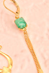 Paulettine Jade Golden & Green Pendant Earrings flat close-up | Boutique 1861