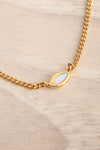Pauline Caron Gold Choker Necklace with Opal Charm flat close-up