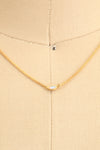 Pauline Caron Gold Choker Necklace with Opal Charm close-up