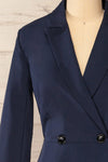 Pazin Short Navy Blue Blazer Dress | La petite garçonne front close-up