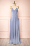 Peggie Blue Chiffon Maxi Dress w/ Back Embroidery | Boudoir 1861 front view