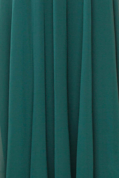 Peggie Emerald Chiffon Maxi Dress w/ Embroidered Back | Boudoir 1861 texture