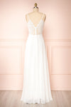 Peggie Ivory Chiffon Maxi Dress w/ Embroidered Back | Boudoir 1861 back view
