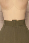 Pelczyce Olive Green Flared Midi Skirt front close up | La petite garçonne