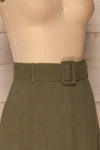 Pelczyce Olive Green Flared Midi Skirt side close up | La petite garçonne