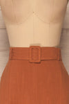 Pelczyce Rust Flared Midi Skirt w/ Belt front close up | La petite garçonne