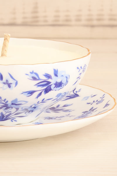 Teacup Candle Peony and Olive Leaf Candle close-up