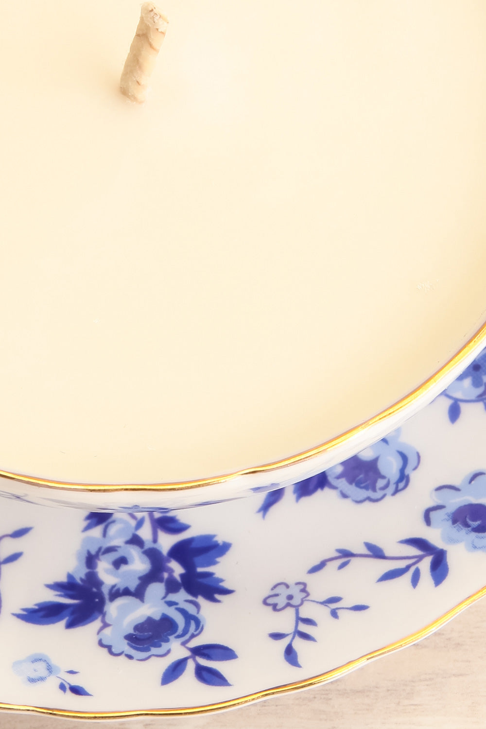 Teacup Candle Peony and Olive Leaf Candle flat close-up