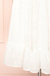 Pepita White Chiffon Midi Dress w/ Floral Embroidery | Boutique 1861details