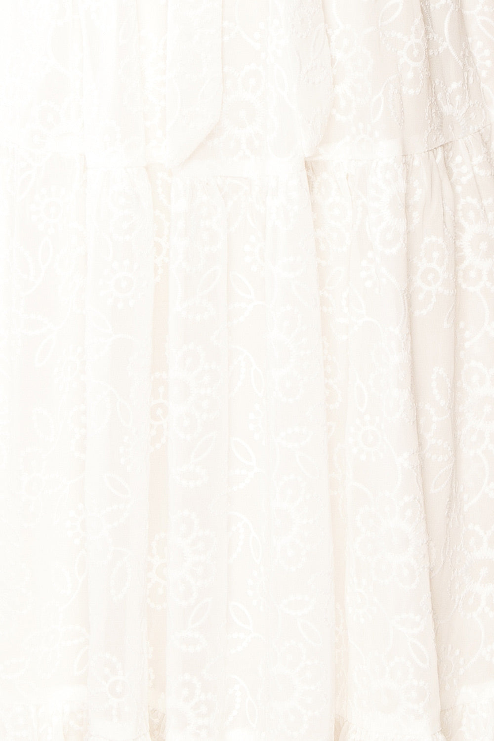 Pepita White Chiffon Midi Dress w/ Floral Embroidery | Boutique 1861fabric
