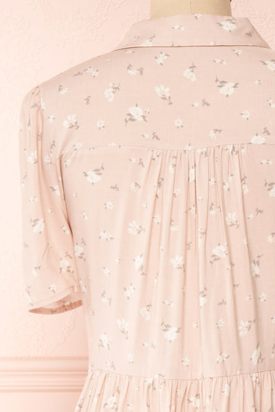 Peppa Pink Floral Midi Shirtdress w/ Pockets | Boutique 1861 back close-up