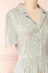 Peppa Sage Floral Midi Shirtdress w/ Pockets | Boutique 1861 side close-up