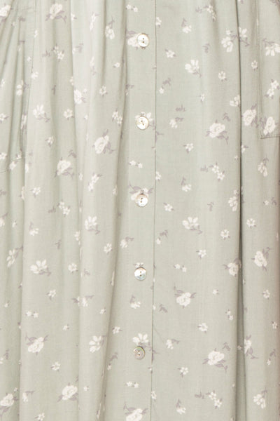 Peppa Sage Floral Midi Shirtdress w/ Pockets | Boutique 1861 fabric