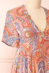 Percie Paisley Midi Dress w/ Short Sleeves | Boutique 1861 side close-up
