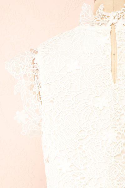 Perdy Ivory Lace Crop Top | Boutique 1861 back close-up
