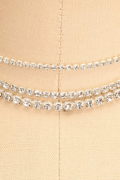 Perseus Three Chain Rhinestone Choker Necklace | Boutique 1861 close-up
