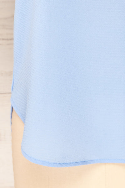 Perth Blue Crepe Short Sleeve Blouse | La petite garçonne detail