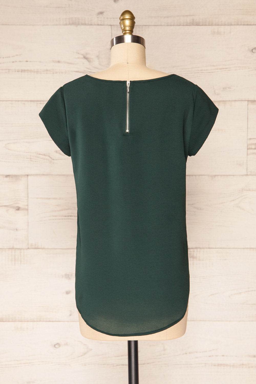 Perth Green Crepe Short Sleeve Blouse | La petite garçonne back view