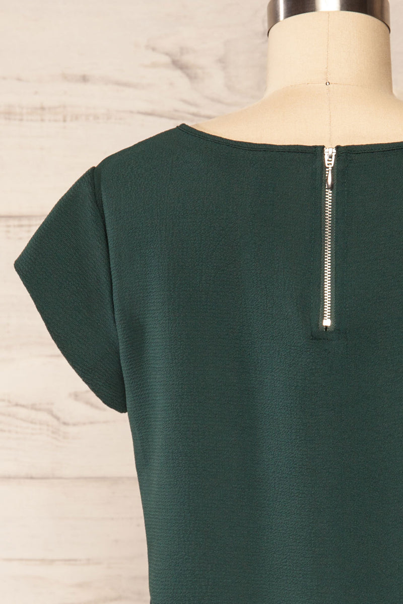 Perth Green Crepe Short Sleeve Blouse | La petite garçonne