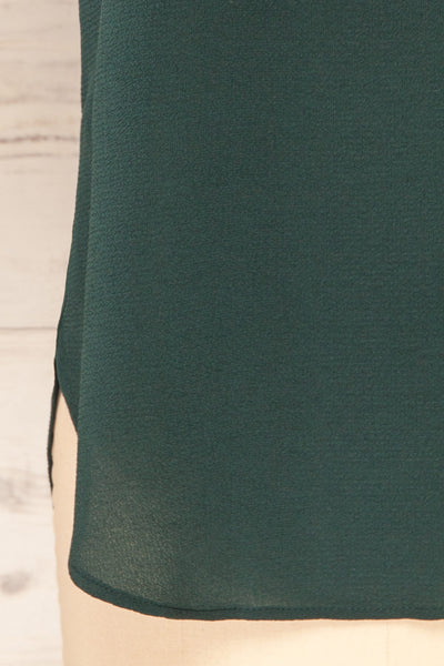 Perth Green Crepe Short Sleeve Blouse | La petite garçonne details