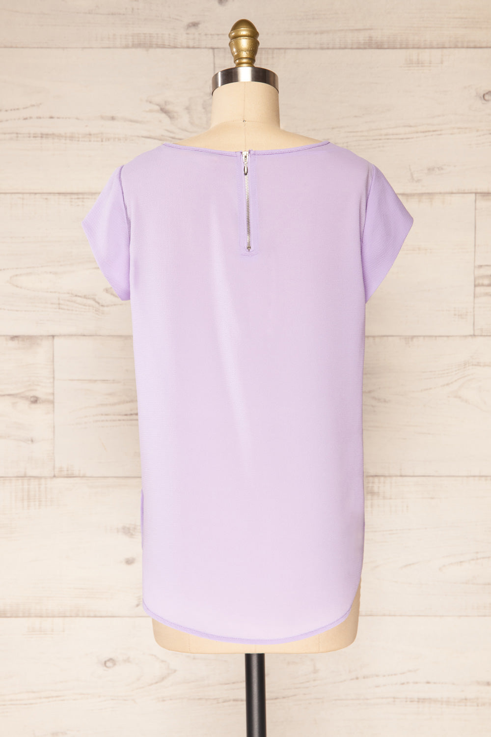 Perth Lavender Crepe Short Sleeve Blouse | La petite garçonne back view