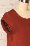 Perth Red Crepe Short Sleeve Blouse | La petite garçonne side close up