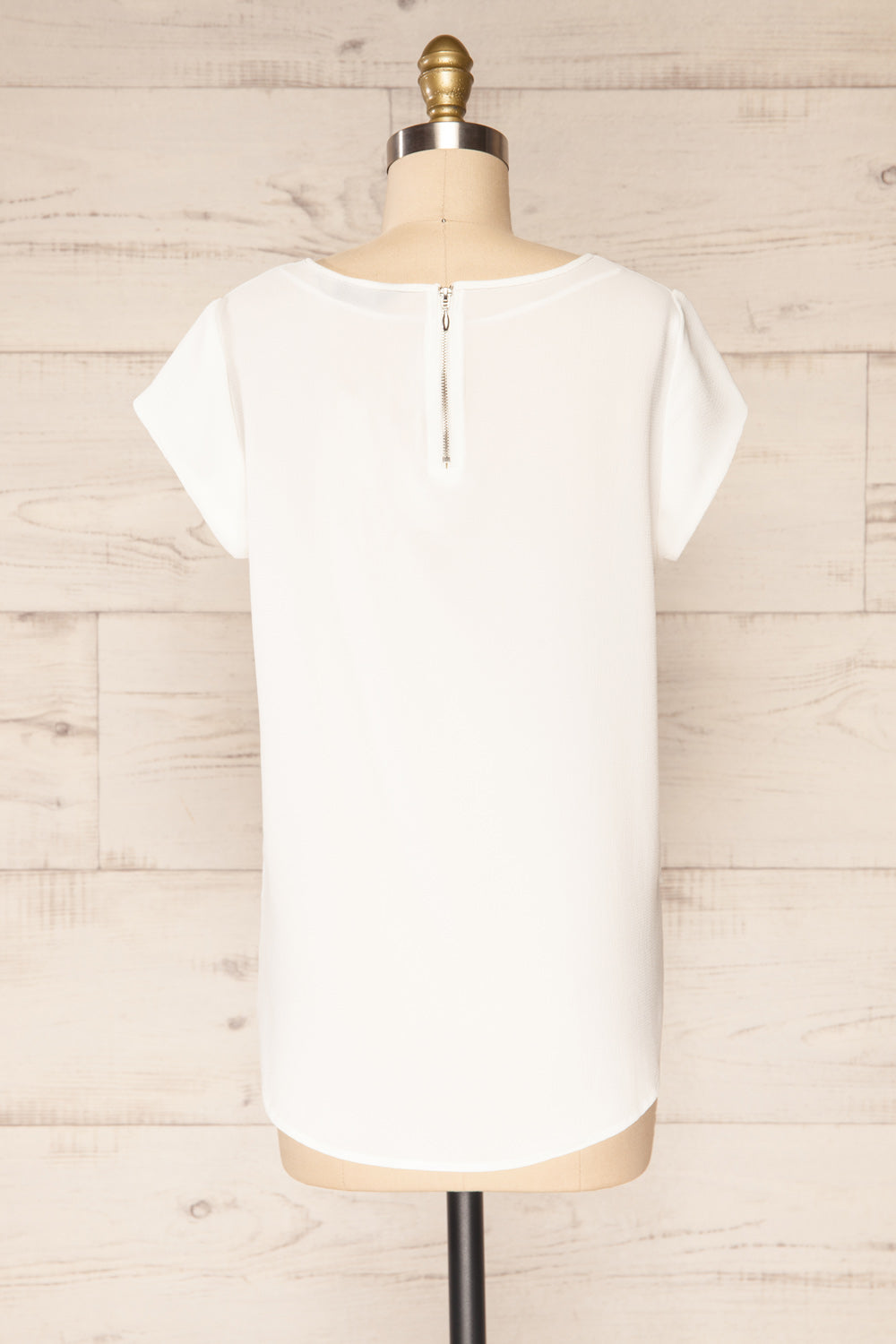 Perth White Crepe Short Sleeve Blouse | La petite garçonne back view