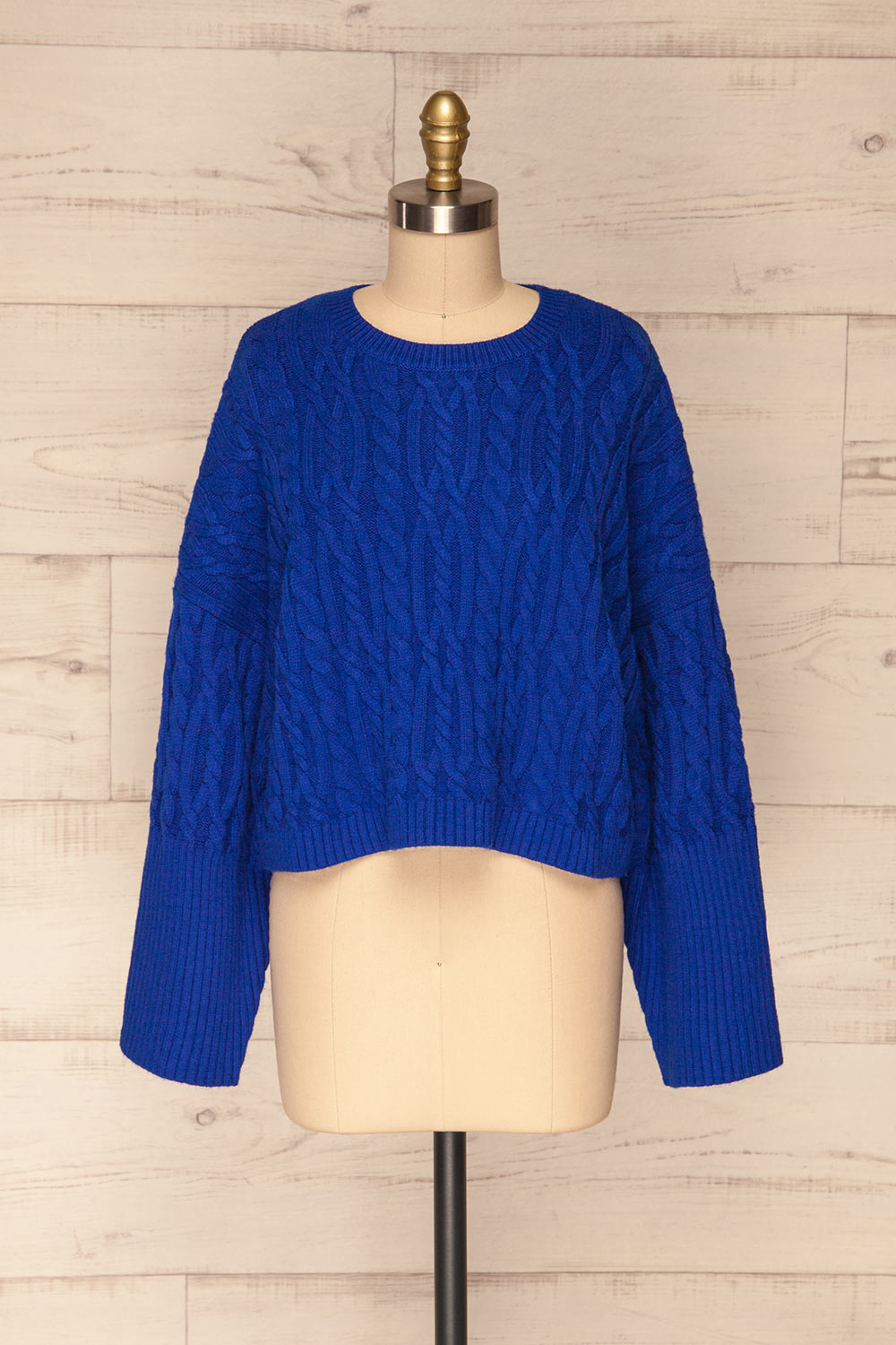 Pertosa Royal Blue Batwing Sleeves Sweater | La Petite Garçonne front view 