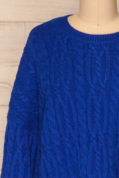 Pertosa Royal Blue Batwing Sleeves Sweater | La Petite Garçonne front close-up