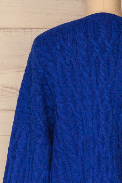Pertosa Royal Blue Batwing Sleeves Sweater | La Petite Garçonne back close-up