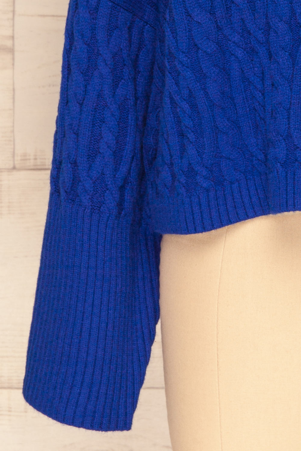 Pertosa Royal Blue Batwing Sleeves Sweater | La Petite Garçonne bottom close-up