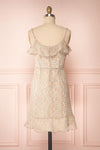 Petrona Beige Floral Chiffon Short Dress back view | Boutique 1861