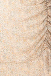 Petrona Beige Floral Chiffon Short Dress fabric | Boutique 1861