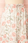 Petula Green Floral Layered Frills Midi Skirt | Boutique 1861 side close-up