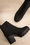 Phalaborwa Black Suede Heeled Chelsea Boots | La petite garçonne flat view