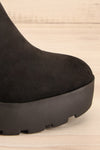 Phalaborwa Black Suede Heeled Chelsea Boots | La petite garçonne side close-up