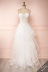 Philomena Voluminous White Bustier Bridal Dress | Boudoir 1861 front view