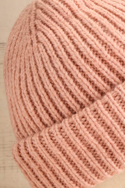 Phoenix Pink Rolled Up Knit Tuque | La petite garçonne side close-up