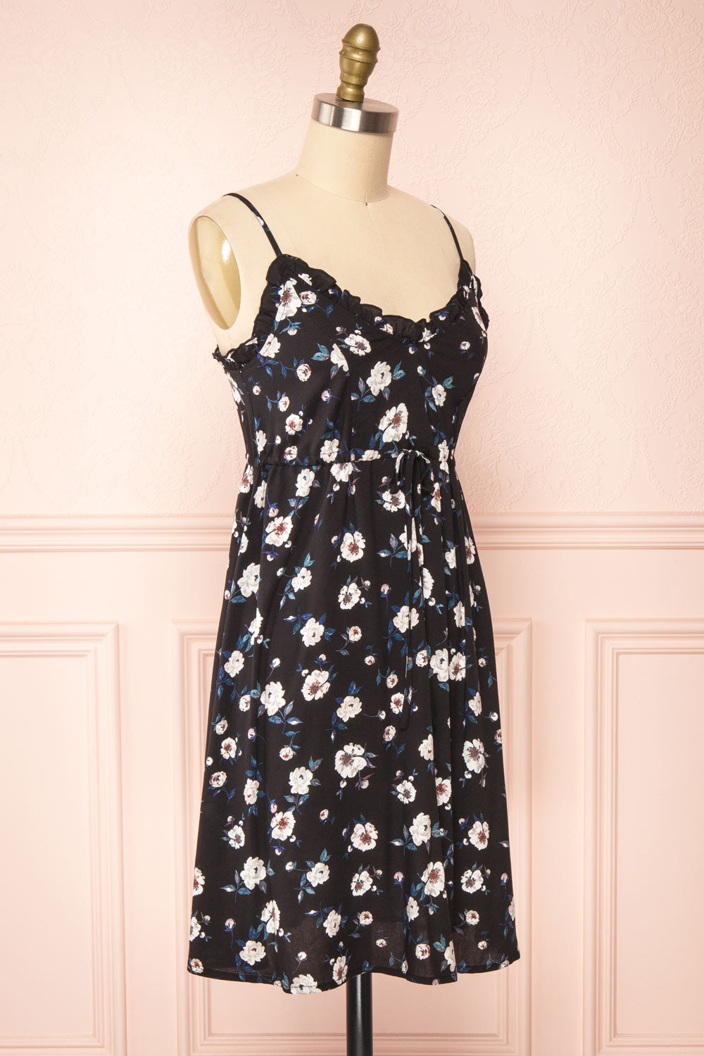 Piana Black Short Floral Dress | Boutique 1861 side view