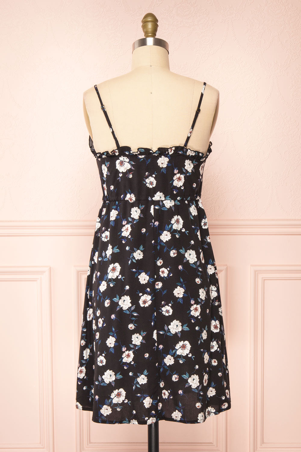 Piana Black Short Floral Dress | Boutique 1861 back view
