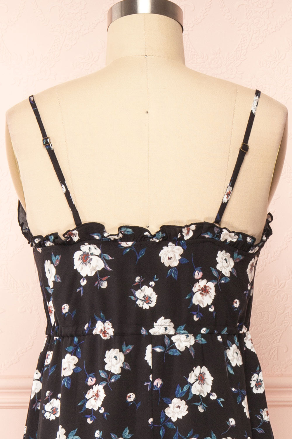 Piana Black Short Floral Dress | Boutique 1861 back close up