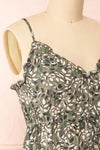 Piana Green Short Dress w/ Leaves Motif | Boutique 1861 side close-up
