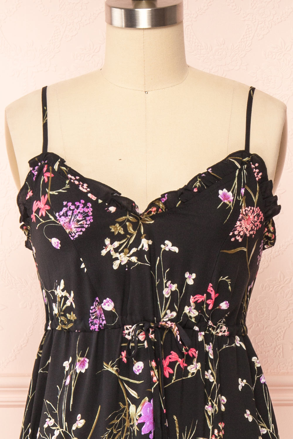 Piana Pink Short Floral Dress | Boutique 1861 front close up